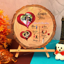 Natural wooden slice photo frame