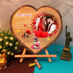 Personalized Slice Wood Wedding Calendar
